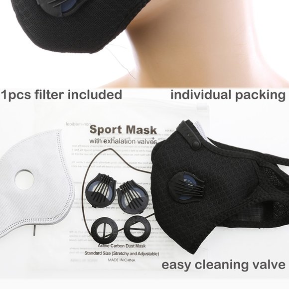 Activated Charcoal Filter Sports Mask Covid19 Mask - Picture 2 of 5